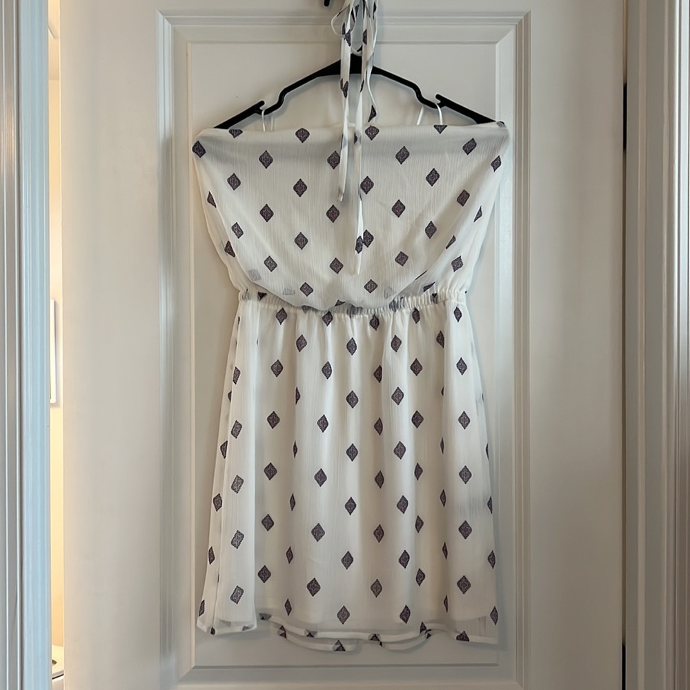 Express White Patterned Halter Dress